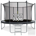 10FT Trampoline with Enclosure Net, Spring Cover, Ladder, Wind Stakes, 330lbs Weight Capacity C751463