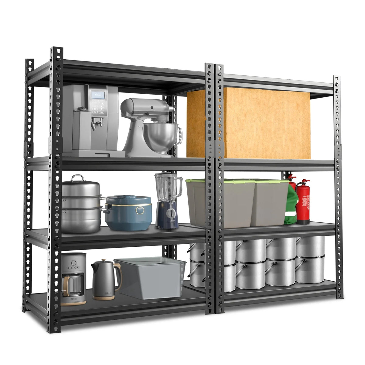 2 Packs 4 Tier Adjustable Metal Storage Shelves H8591