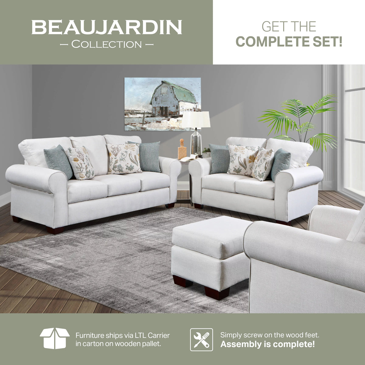 Sofa Sleeper with Four Throw Pillows F530134