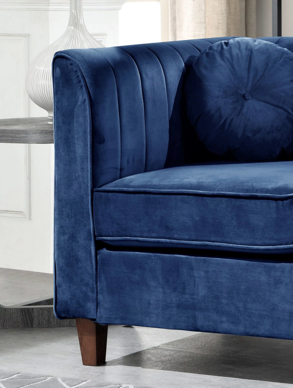 Blue Velvet Rolled Arm Loveseat H917685
