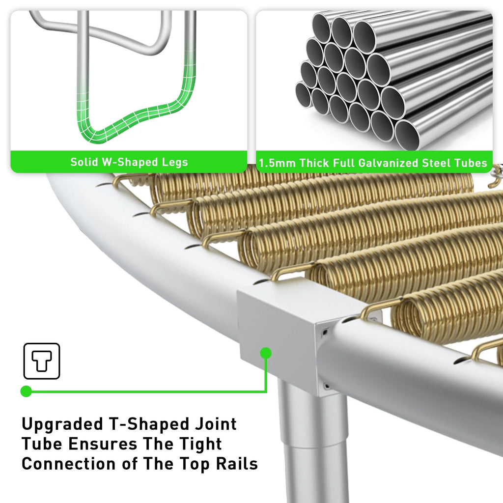 12FT 14FT Trampoline with Enclosure, Basketball Hoop, LED Light and Sprinkler B3775