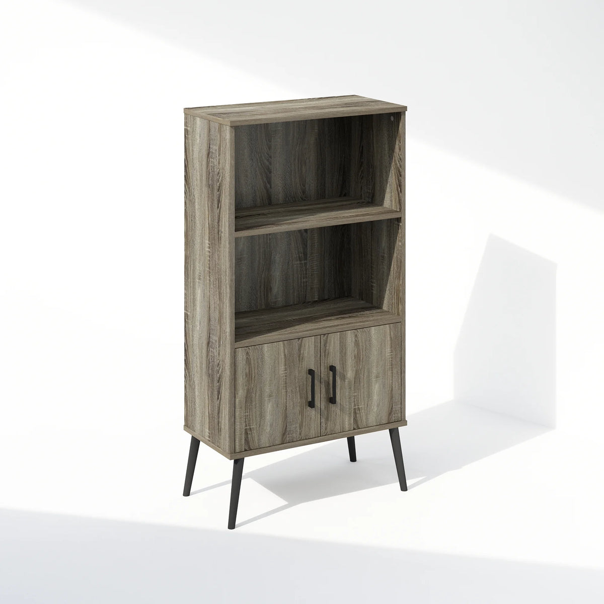Mid-Century Open Display Shelves & Storage Cabinet with Wooden Legs U420514