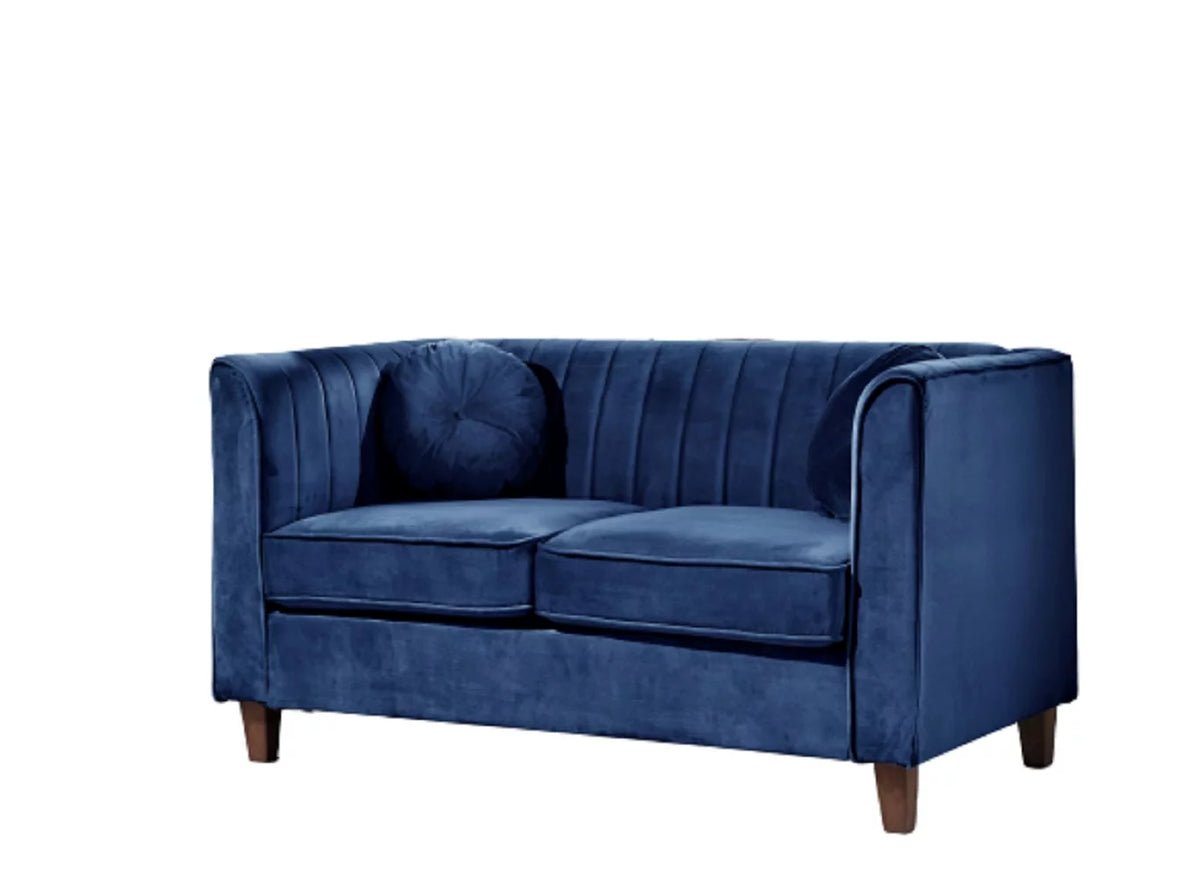 Blue Velvet Rolled Arm Loveseat H917685