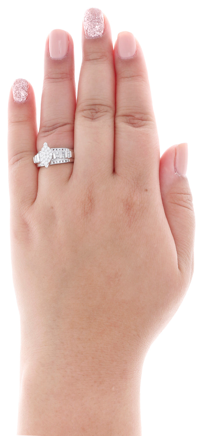 10K White Gold Diamond Cluster Engagement Ring 0.50 Ct. K25540
