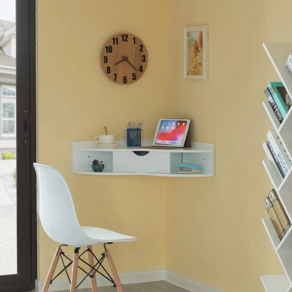 Heart Shaped Corner Desk with Drawer and Two Shelves T7678