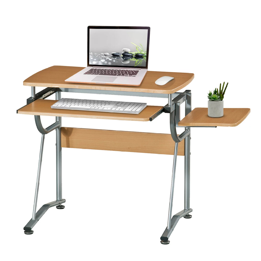 Compact Computer Desk with Side Shelf and Keyboard Panel P76397