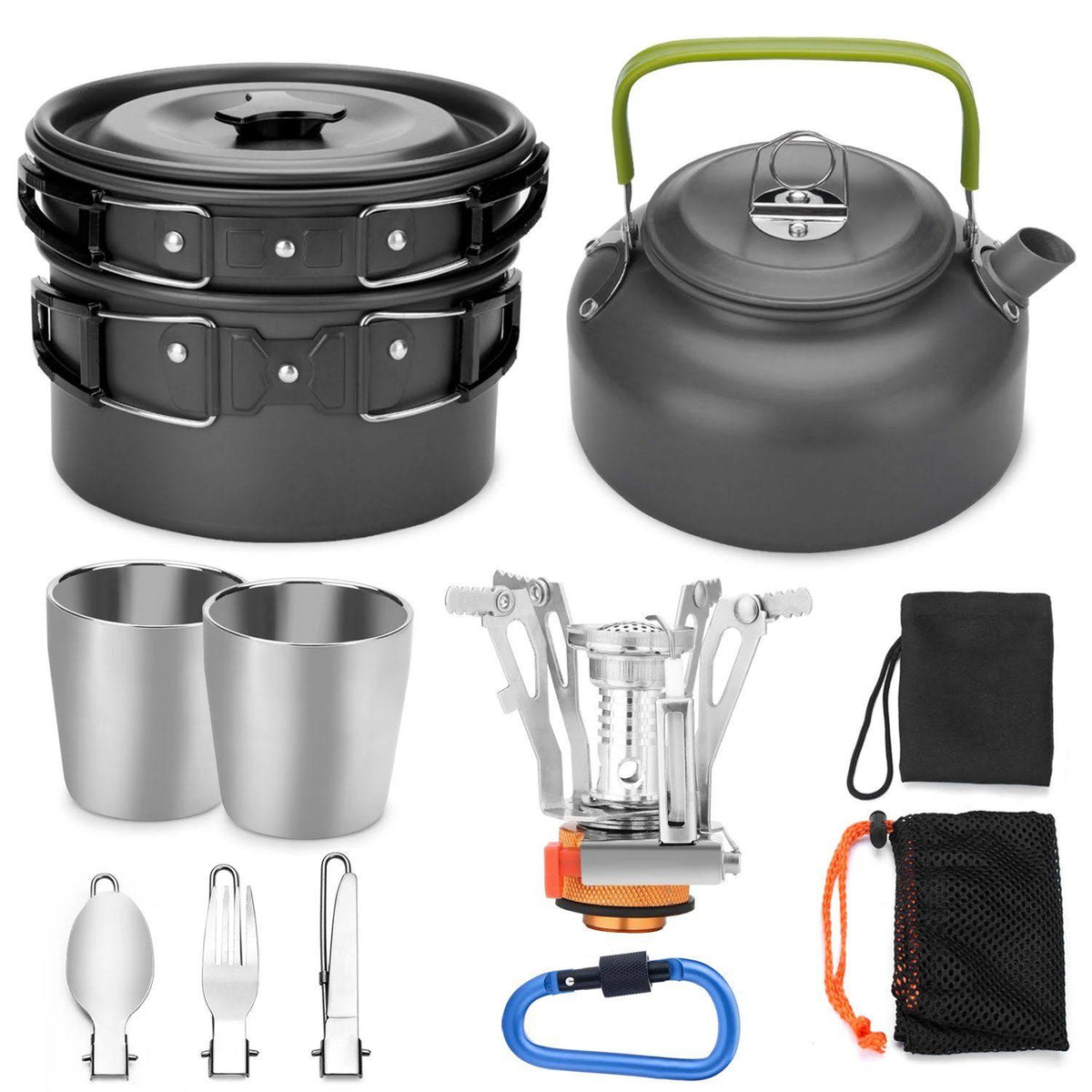 12-Piece Camping Cookware Mess Kit with Mini Stove X684770